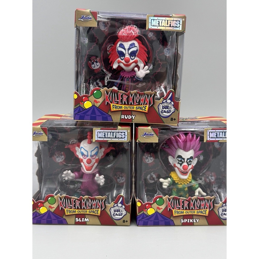 Killer Klowns From Outer Space MetalFigs Set Of 3 Rudy Slim Spikey Jada Toys NEW
